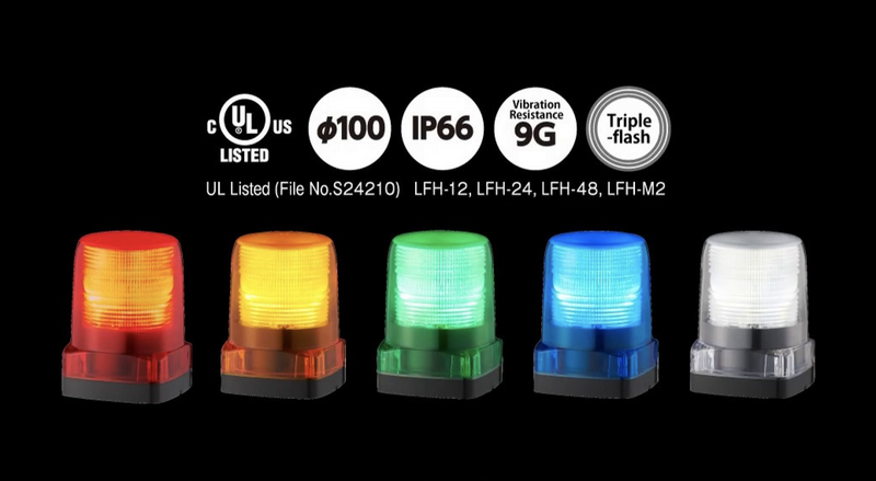 Industrial security alarm patlite lfh-12-G 24-G led warning lightbeacon strobe emergency safety lights vehicle truck forklift machine 240v 200v 12v 24v amber red Blue Green Clear Ecco Britax Code3 Narva Hella Whelen Australia New Zealand NZ Japan Papua PNG