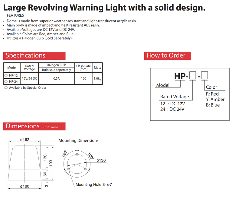 Industrial Grade HRP HP-12/24 Warning Light Australia New Zealand